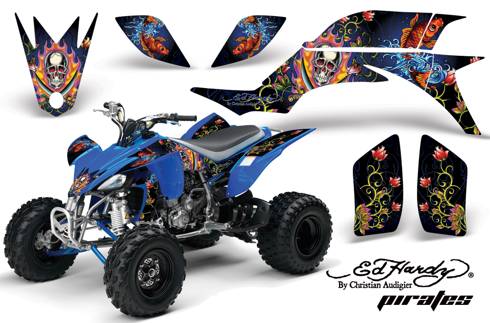 Yamaha YFZ450 04-08 Graphics EDHardy Pirates blue